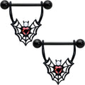14G 11/16 Red Gem Black Gothic Bat Heart Nipple Shield Set