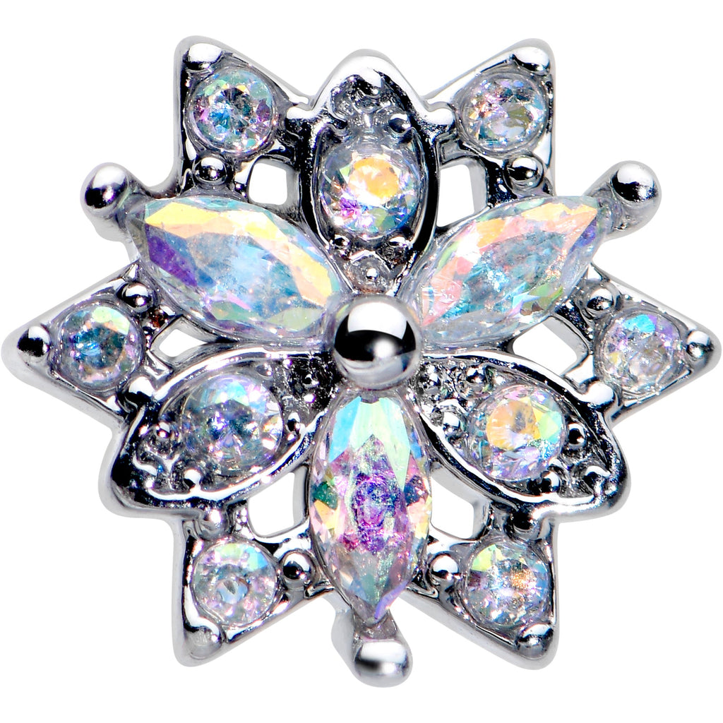 16G 1/4 Aurora CZ Gem Snowflake Style Cartilage Tragus Earring
