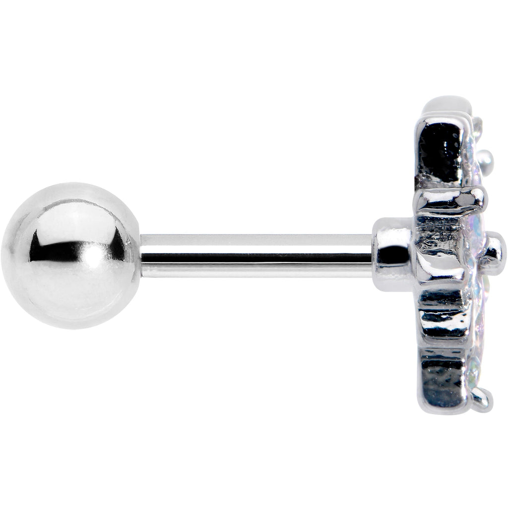 16G 1/4 Aurora CZ Gem Snowflake Style Cartilage Tragus Earring
