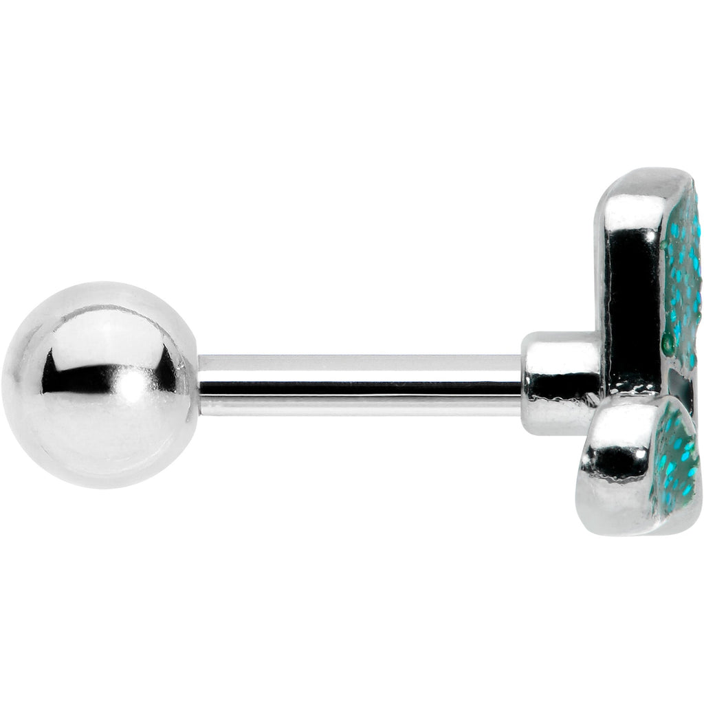 16G 1/4 Glitter Top Hat Shamrock Cartilage Tragus Earring
