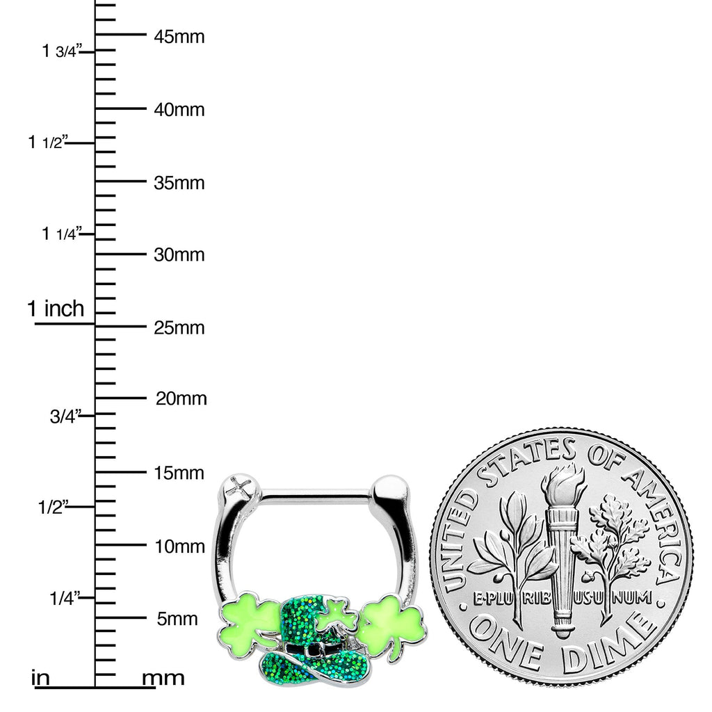16G 5/16 Glitter Top Hat Shamrock St Patricks Cartilage Clicker