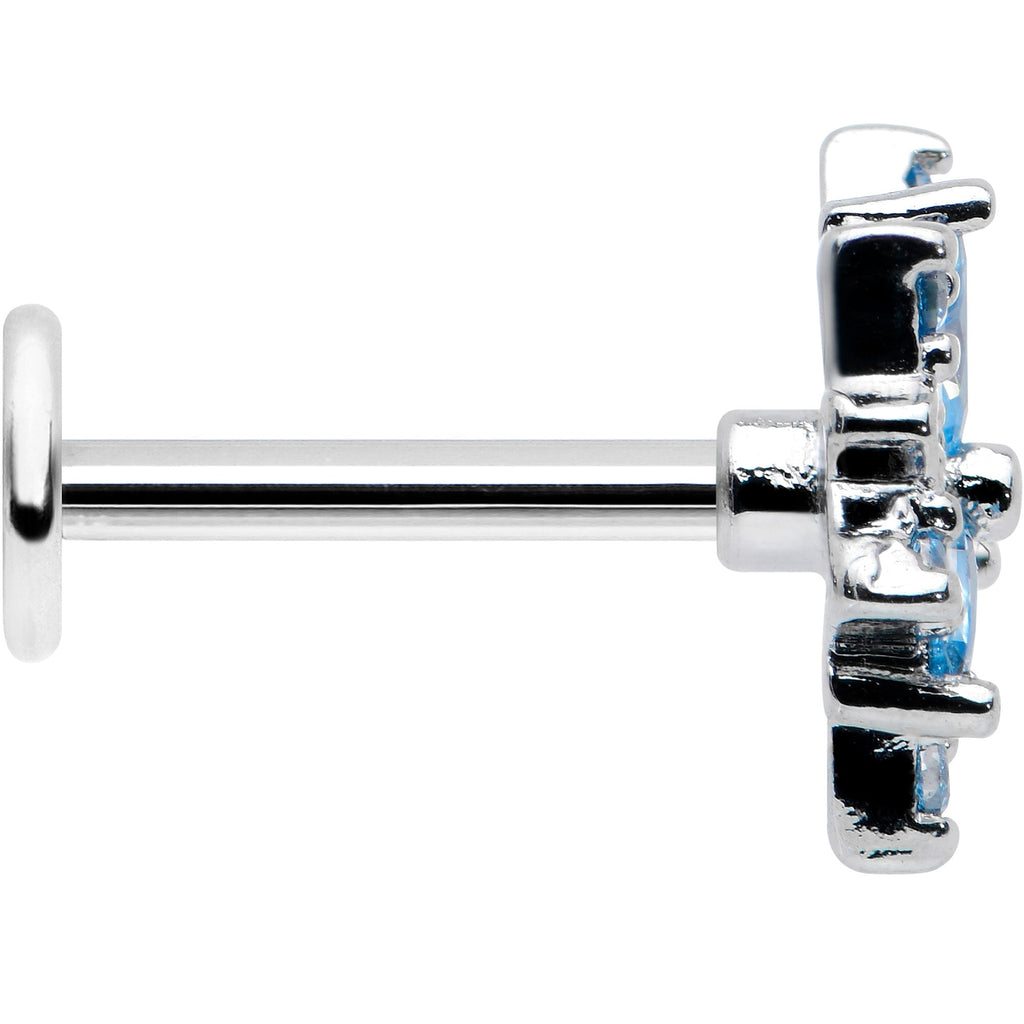 16G 5/16 Blue CZ Gem Snowflake Blues Labret Monroe Tragus