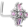 20G 7mm Pink Gem Opulent Cross L Shape Nose Ring