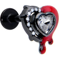 16G 5/16 Clear Gem Black Bleeding Heart Labret Monroe Tragus