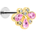 16G 1/4 Pink Gem Golden Crown Deluxe Labret