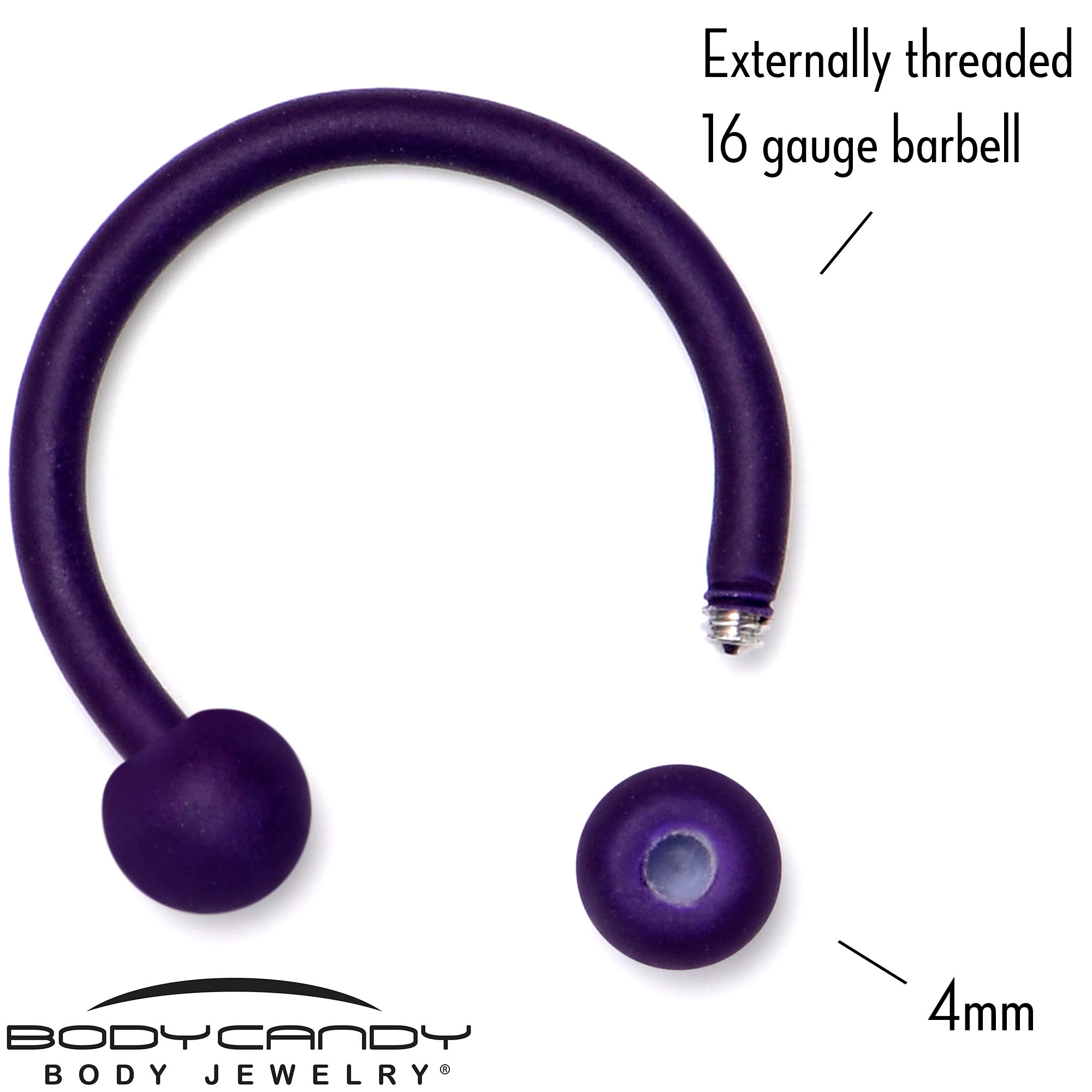 16G 3/8 Dark Purple Matte Horseshoe Circular Barbell