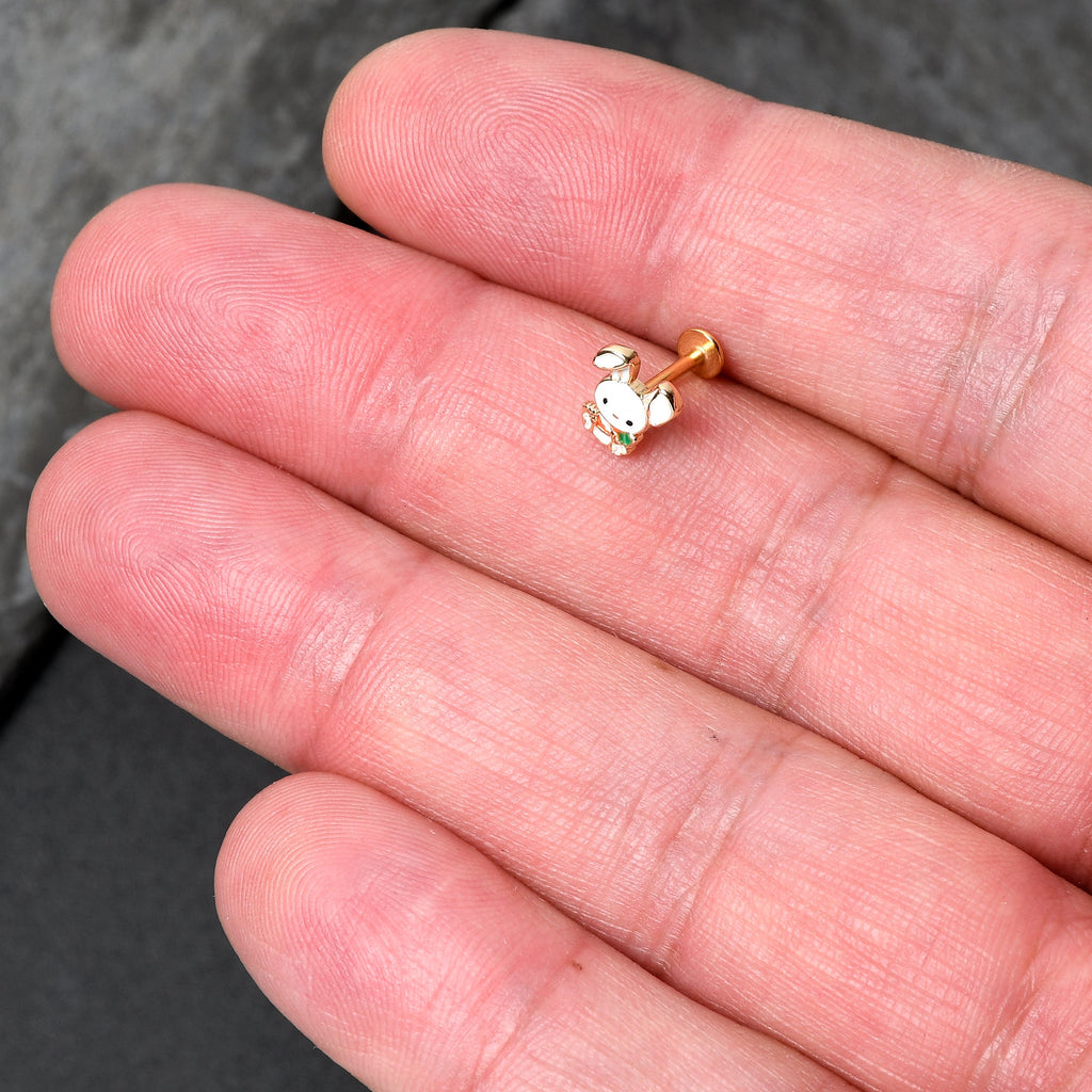16G 5/16 Gold Tone Cutie Easter Bunny Labret Monroe Tragus