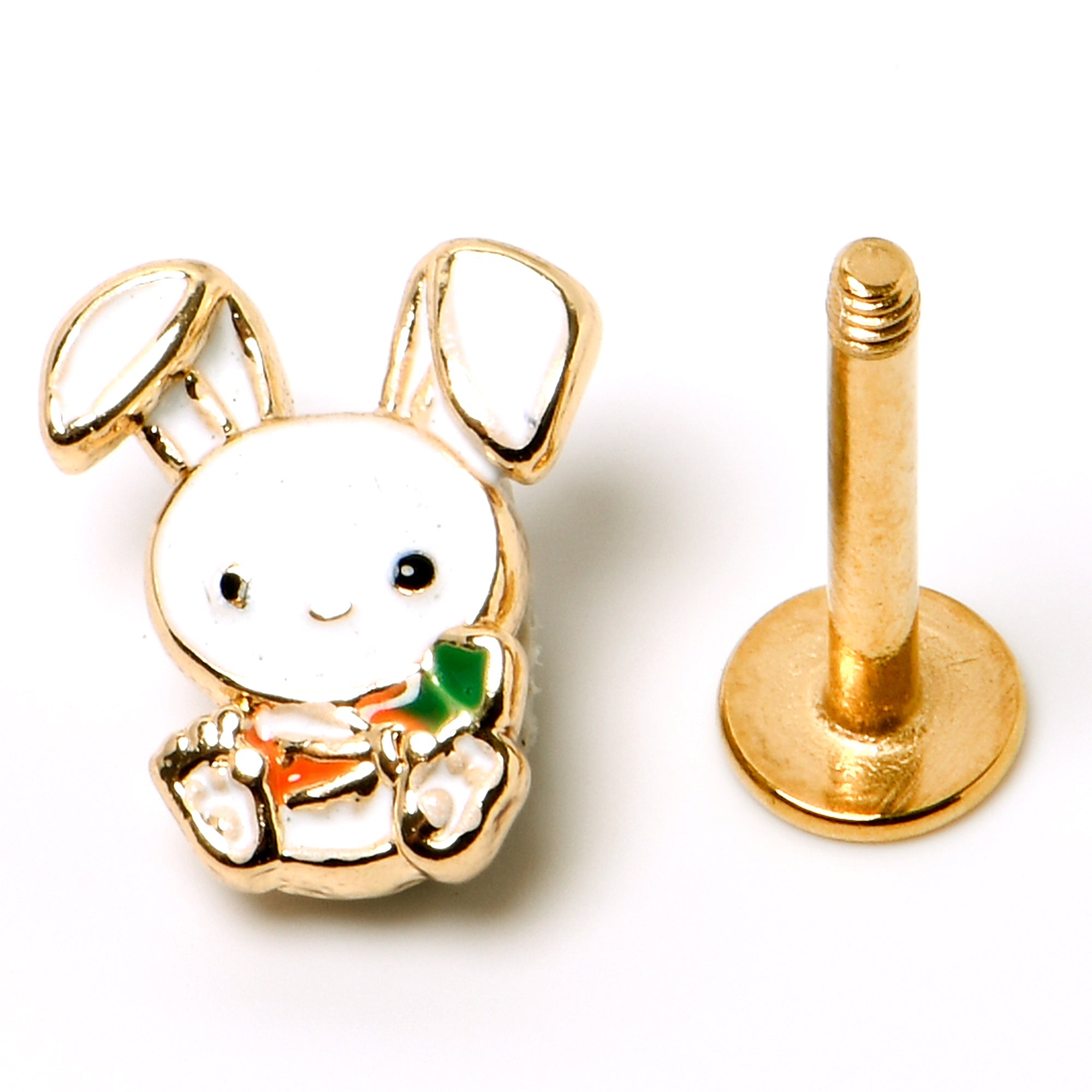 16G 5/16 Gold Tone Cutie Easter Bunny Labret Monroe Tragus
