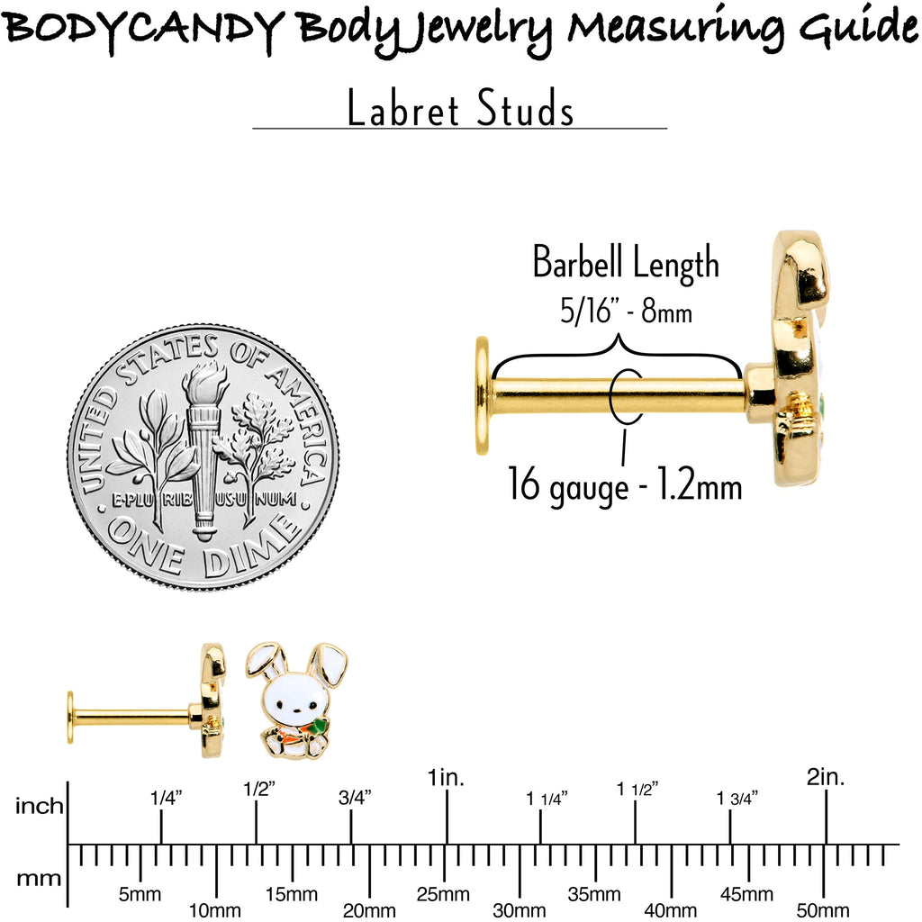 16G 5/16 Gold Tone Cutie Easter Bunny Labret Monroe Tragus