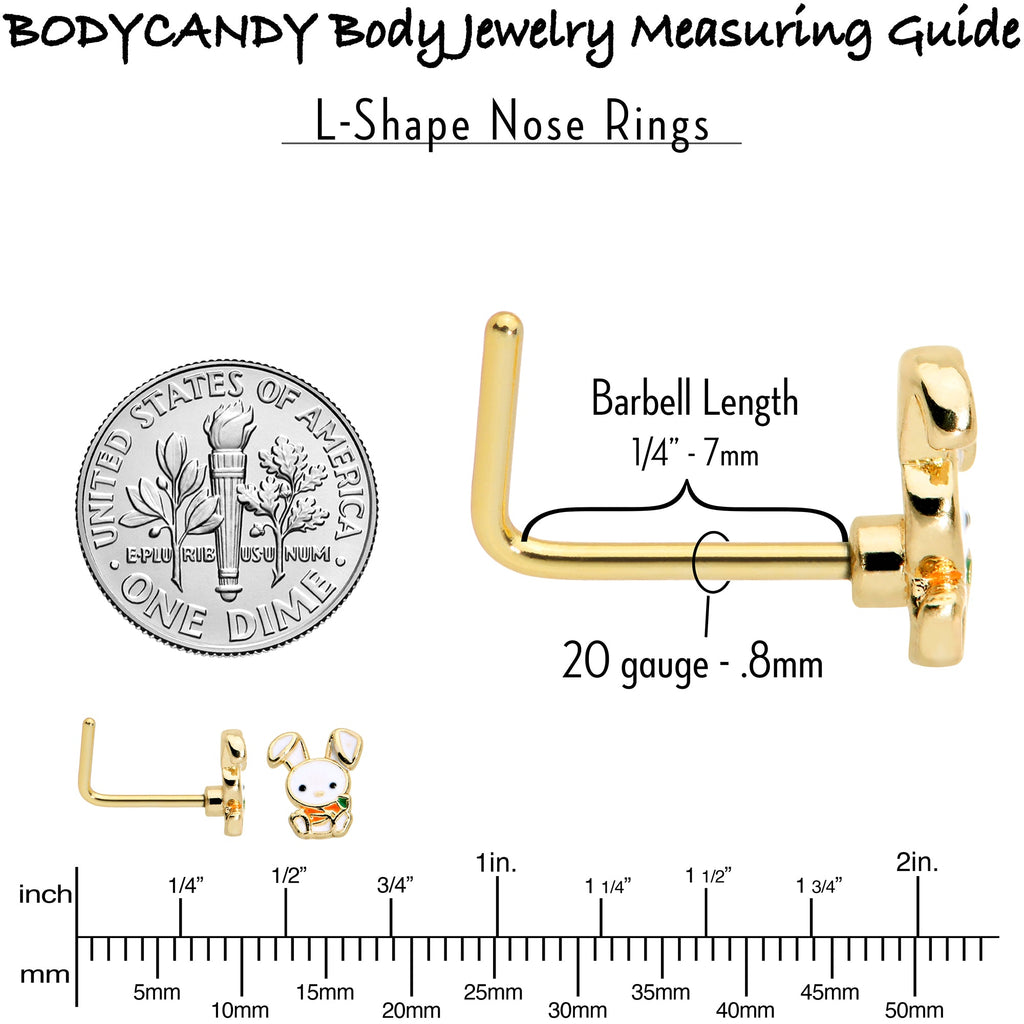 20G 7mm Gold Tone Cutie Easter Bunny L Shape Nose Ring