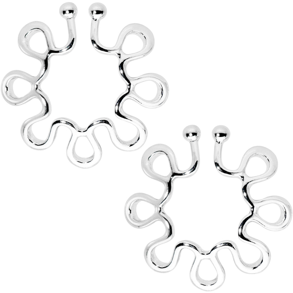 Trippy Flower Clip On Fake Nipple Ring Set
