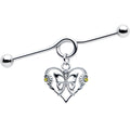 14G Yellow CZ Gem Heart Flower Butterfly Project Bar 38mm