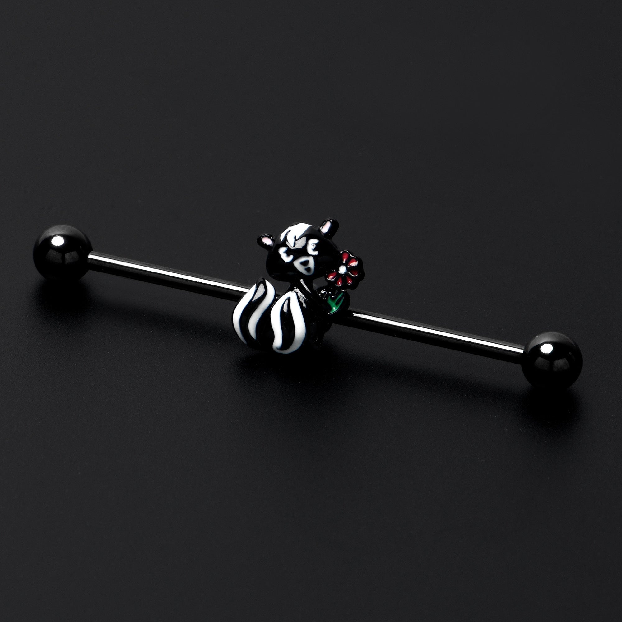 14G Black Funky Skunk Industrial Barbell 38mm