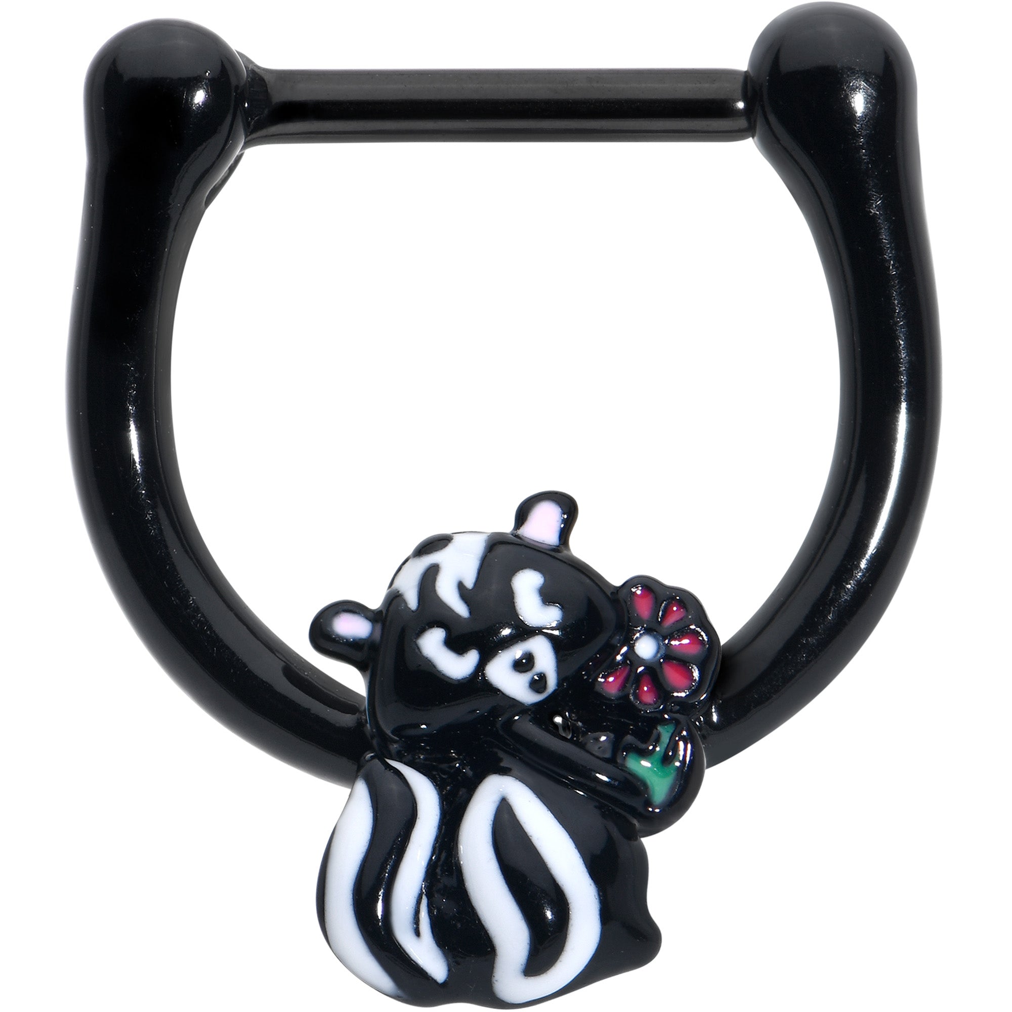 16G 5/16 Black Funky Skunk Cartilage Clicker