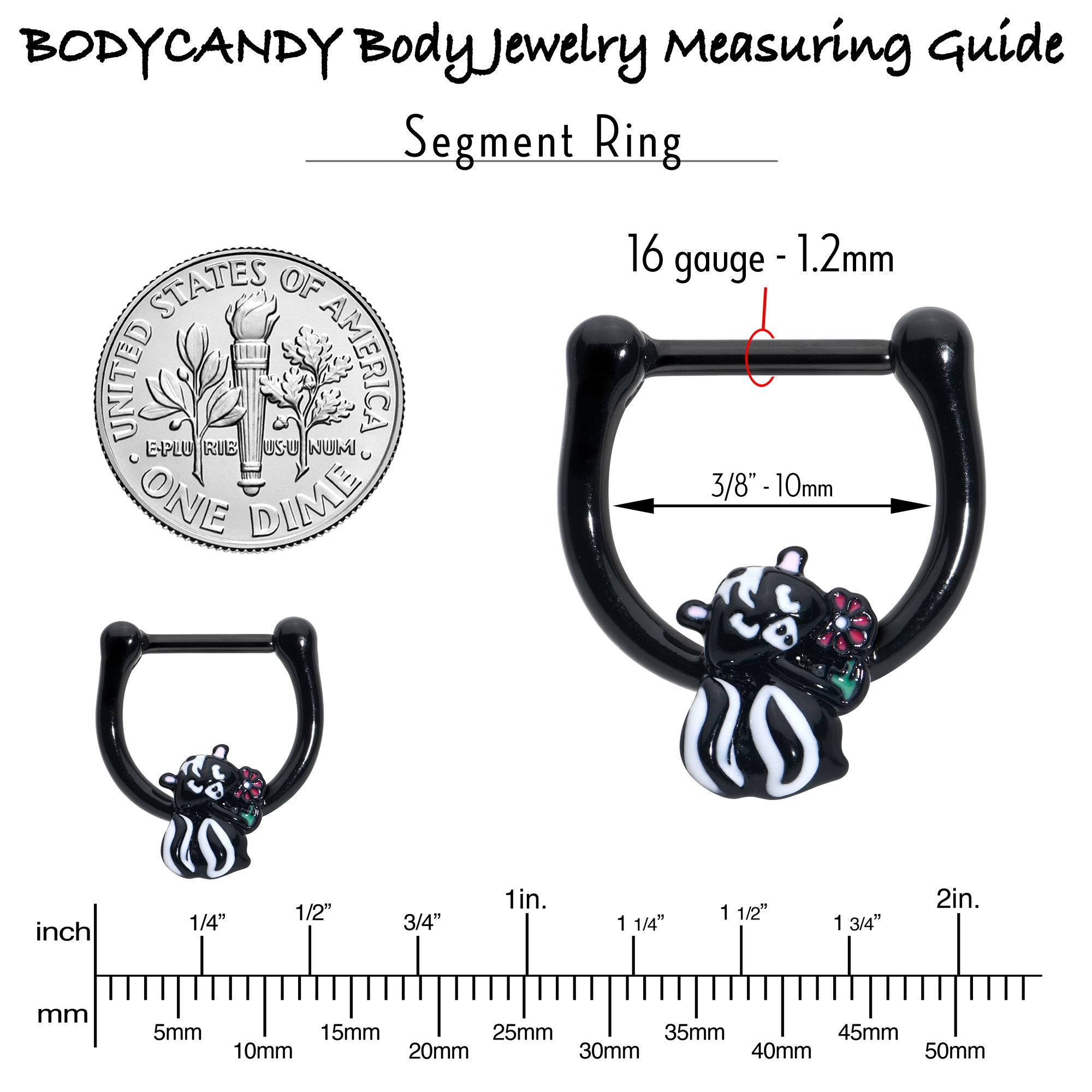 16G 5/16 Black Funky Skunk Cartilage Clicker