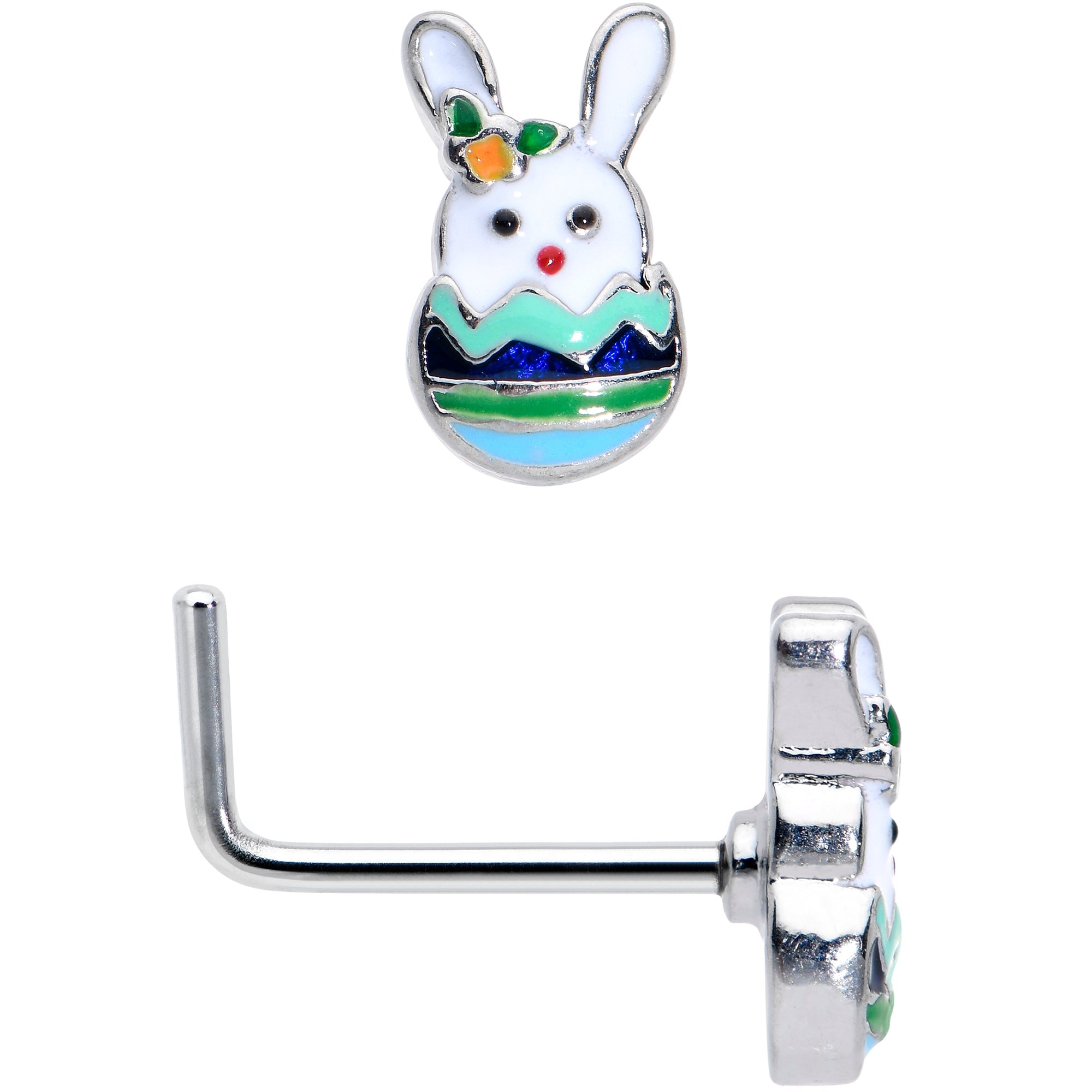 20G 7mm Easter Egg Bunny L Shape Nose Ring