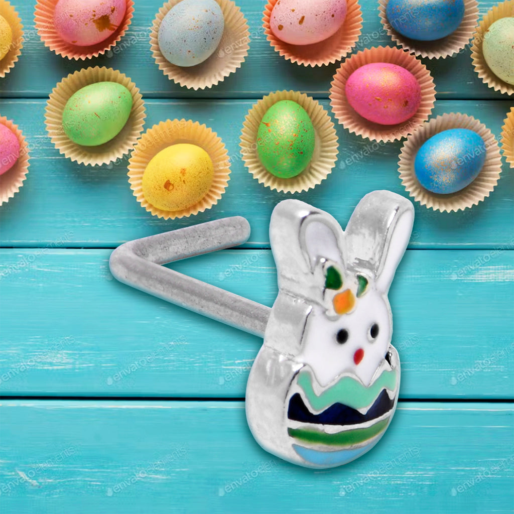 20G 7mm Easter Egg Bunny L Shape Nose Ring