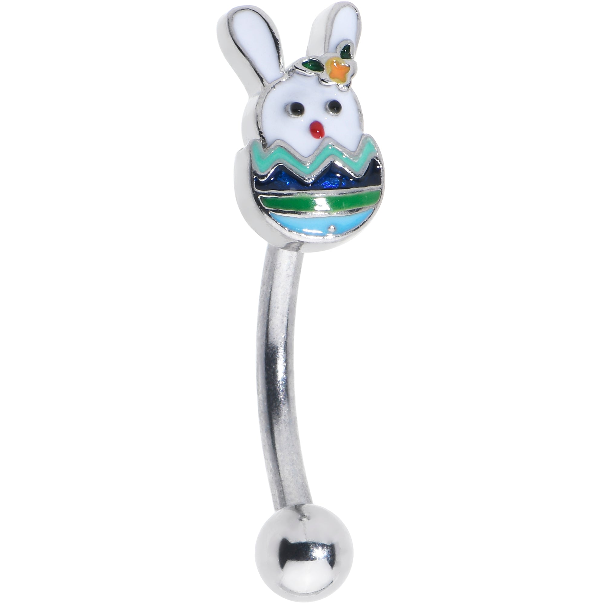 16G 5/16 Easter Egg Bunny Curved Eyebrow Ring