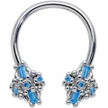 16G 3/8 Blue Gem Opulent Cross Horseshoe Circular Barbell