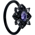 20G 5/16 Purple Gem Black Scrolling Hearts Nose Hoop