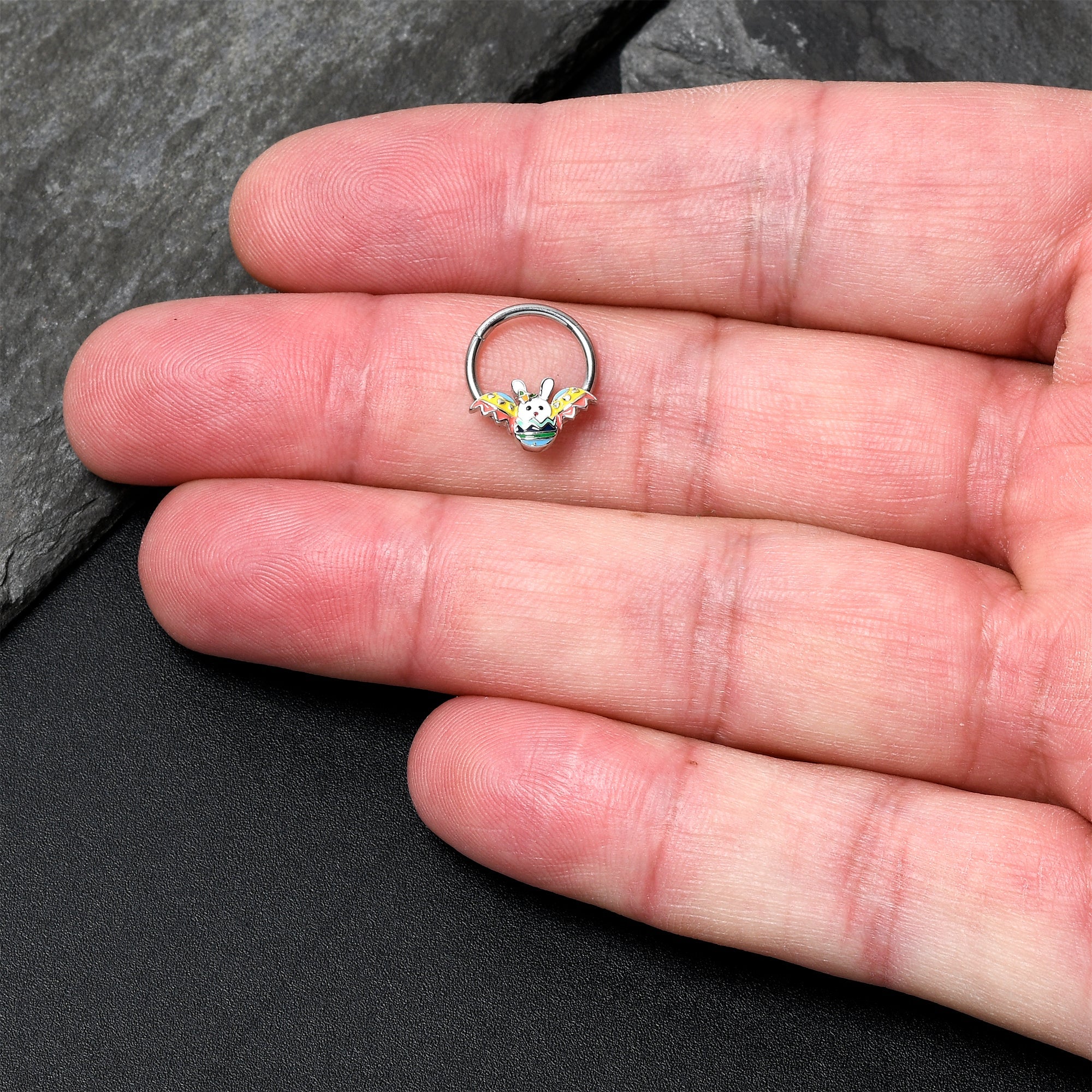16G 3/8 Easter Egg Bunny Hinged Segment Ring
