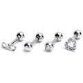 16G 1/4 Clear Gem Heart Infinity Sign Cartilage Earring Curation Set of 4