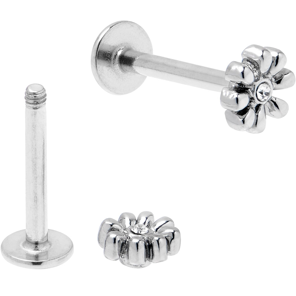 16G 5/16 Clear Gem Gold Tone Flower Butterfly Labret Set of 4