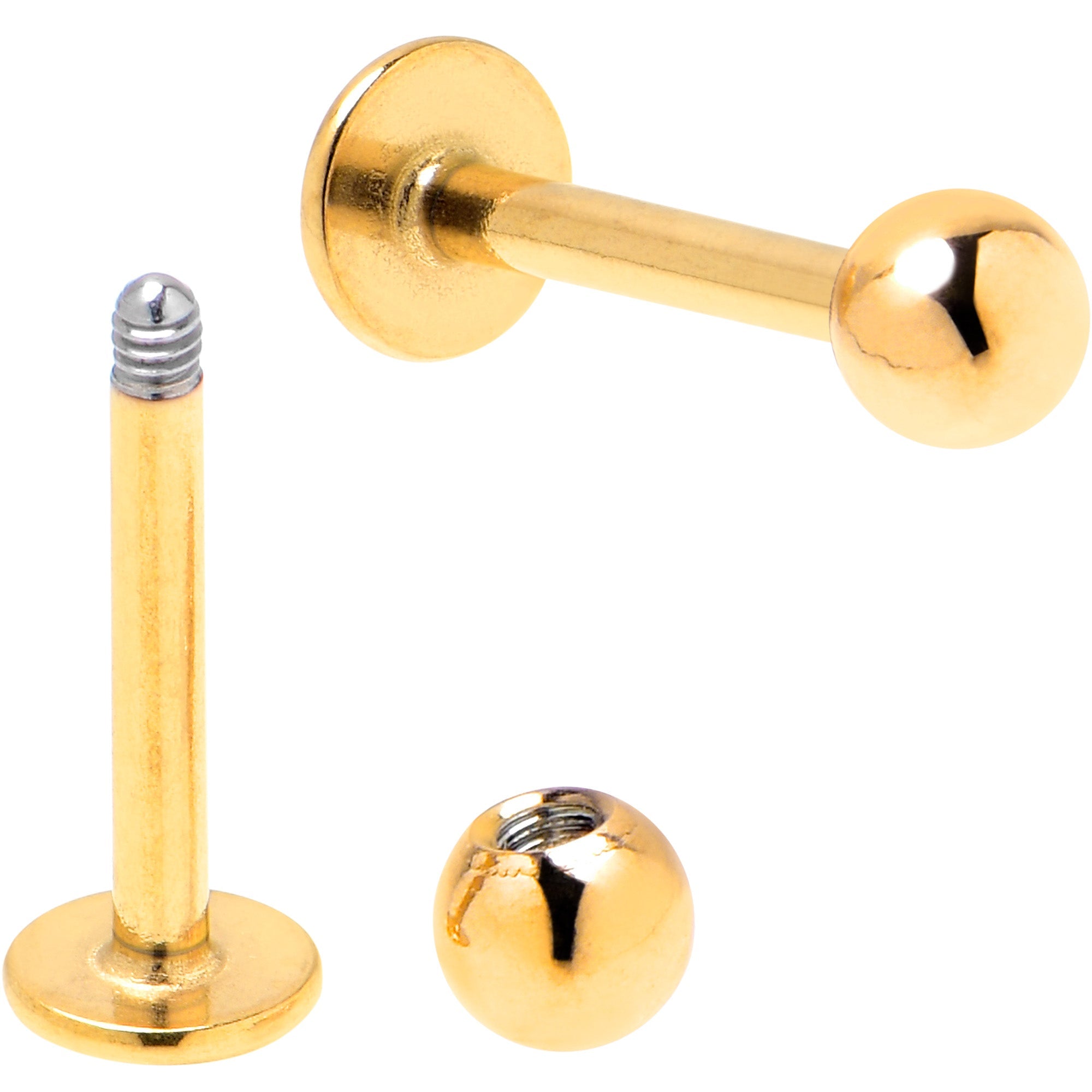 16G 5/16 Clear Gem Gold Tone Flower Butterfly Labret Set of 4
