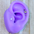 16G 5/16 Clear Gem Peace Sign White Heart Labret Tragus Set of 4