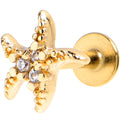 16G 1/4 Clear Gem Gold Tone Lush Starfish Labret Tragus
