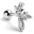 16G 1/4 Clear Gem Bold Dragonfly Cartilage Tragus Earring