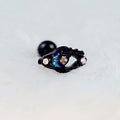16G 1/4 Clear Gem Black Open Oval Cartilage Tragus Earring