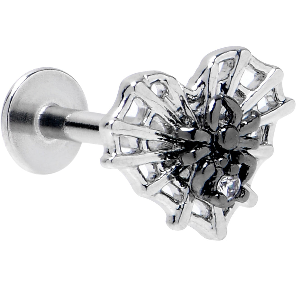 16G 5/16 Clear CZ Gem Heart of Spider Labret Monroe Tragus