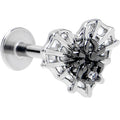 16G 5/16 Clear CZ Gem Heart of Spider Labret Monroe Tragus