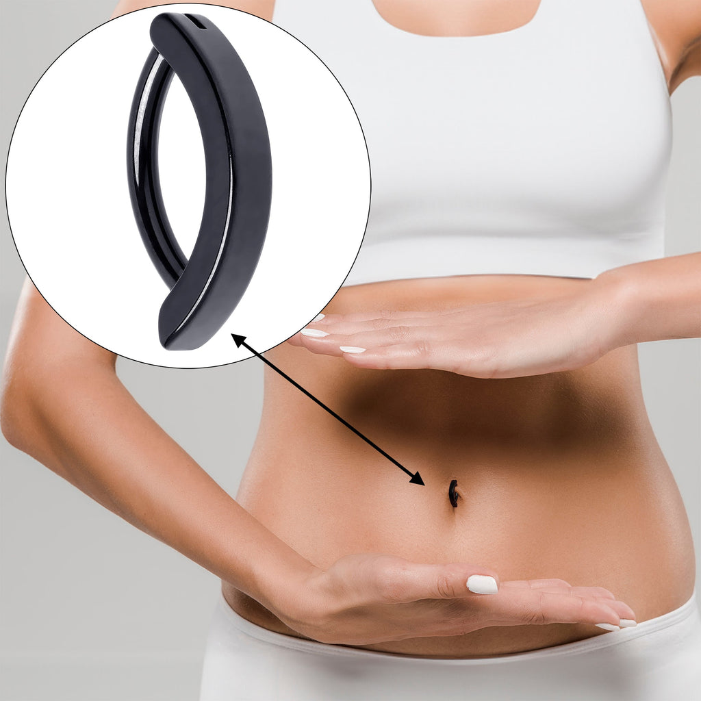 14G 3/8 Black 316L Surgical Steel Smooth Style Hinged Hoop Belly Ring