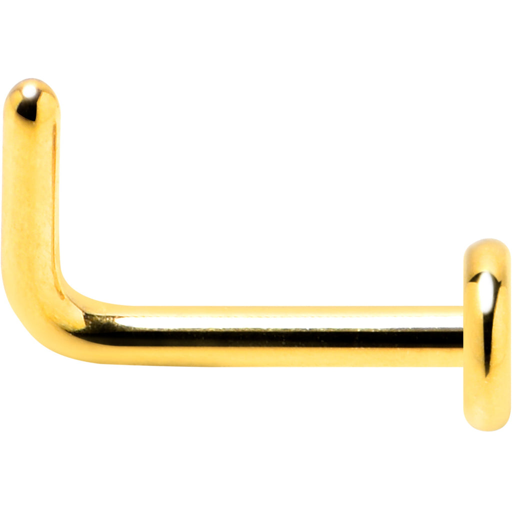 18G 1/4 Gold Tone ASTM F-136 Implant Grade Titanium 3mm Disc L Shape Nose Ring