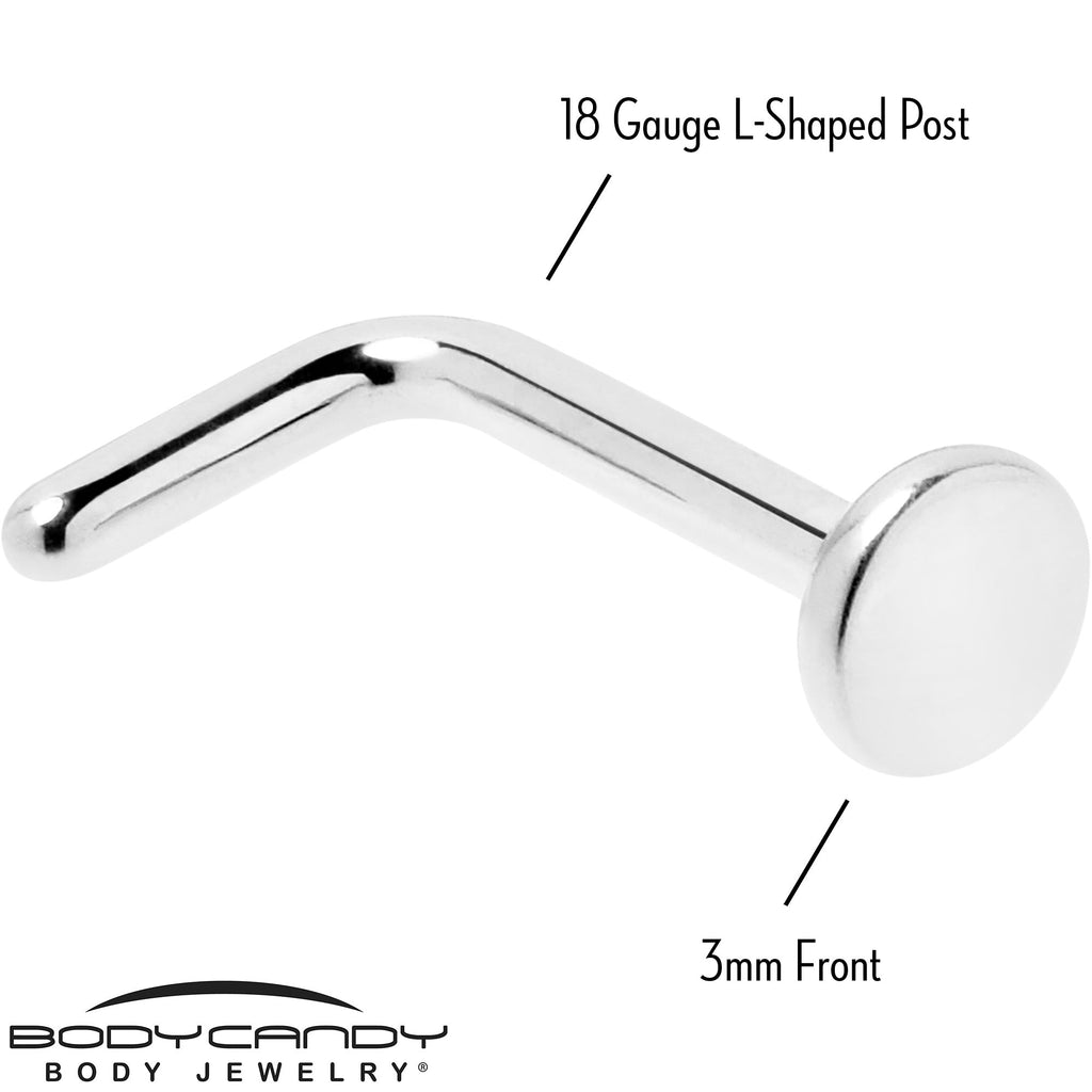 18G 1/4 ASTM F-136 Implant Grade Titanium 3mm Disc End L Shape Nose Ring