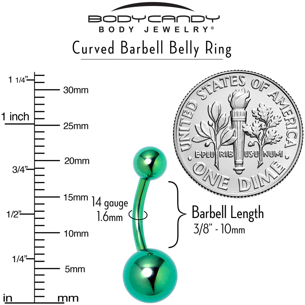 Green ASTM F-136 Implant Grade Titanium Internally Threaded Belly Ring