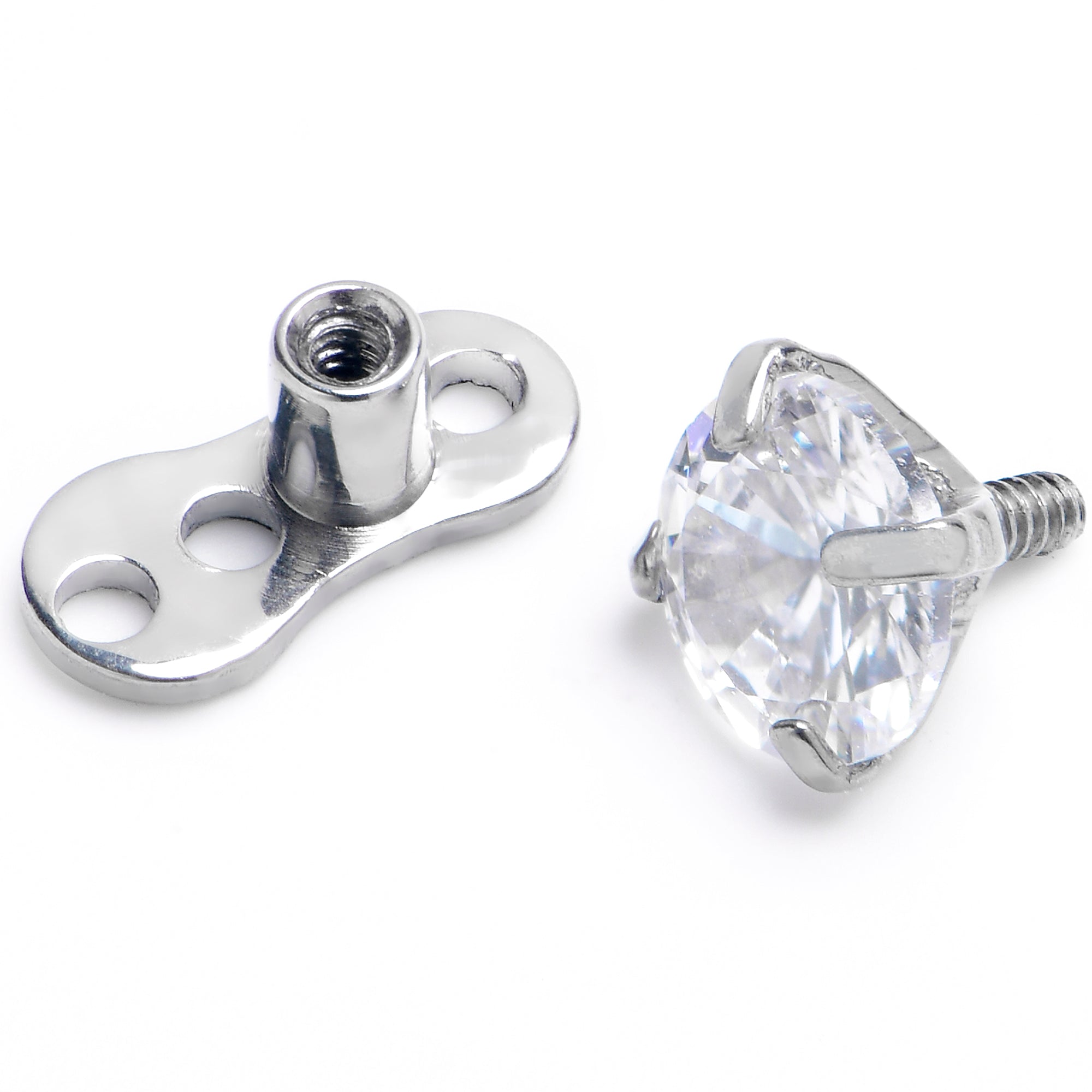 16G 4mm CZ Top 3 Hole Dermal Implant Grade Titanium Anchor Base