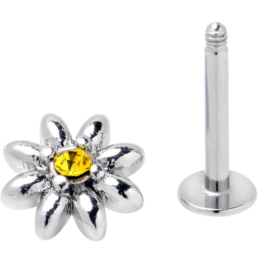 16G Yellow Gem Bee Flower Labret Segment Ring Ear Curation Set of 5