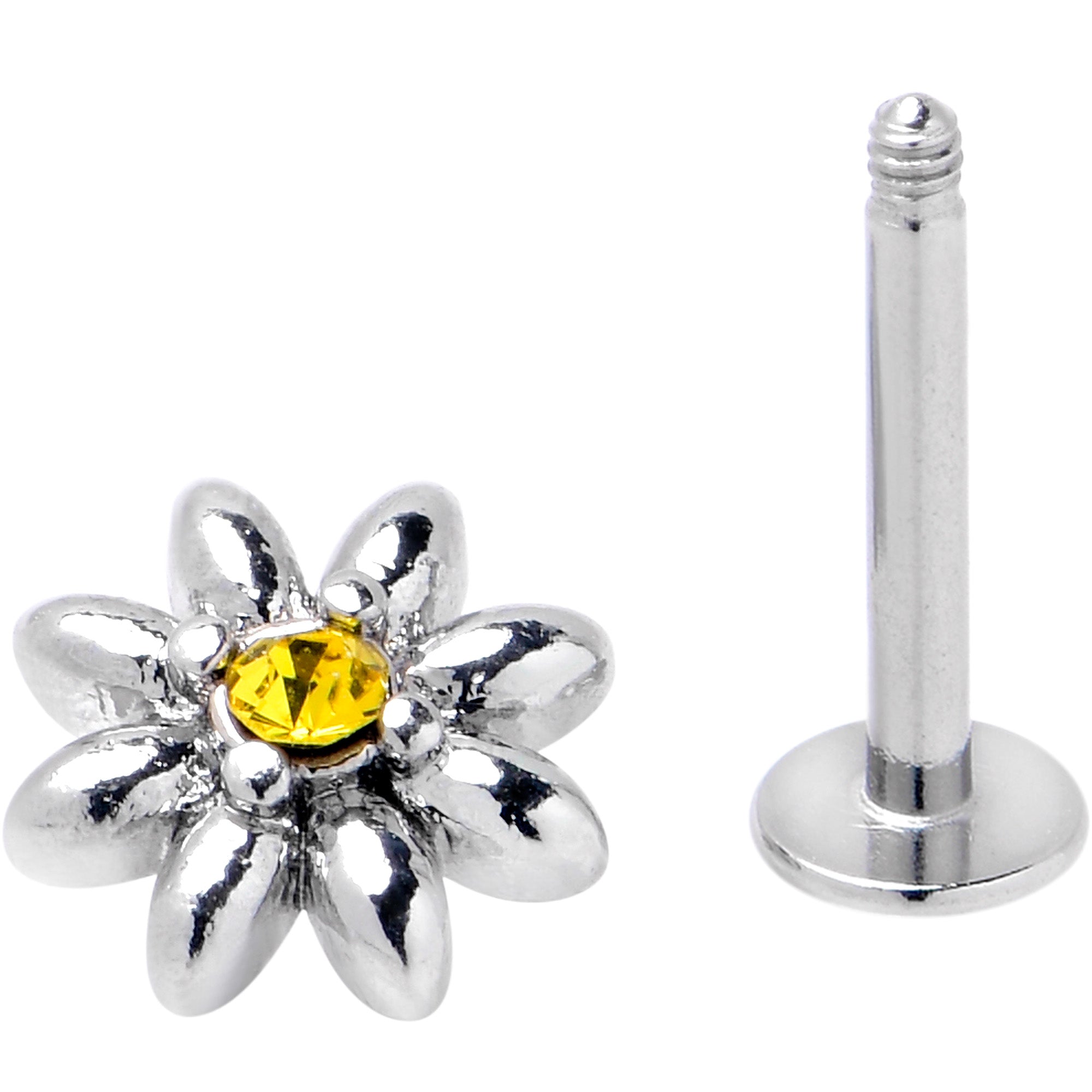 16G Yellow Gem Bee Flower Labret Segment Ring Ear Curation Set of 5