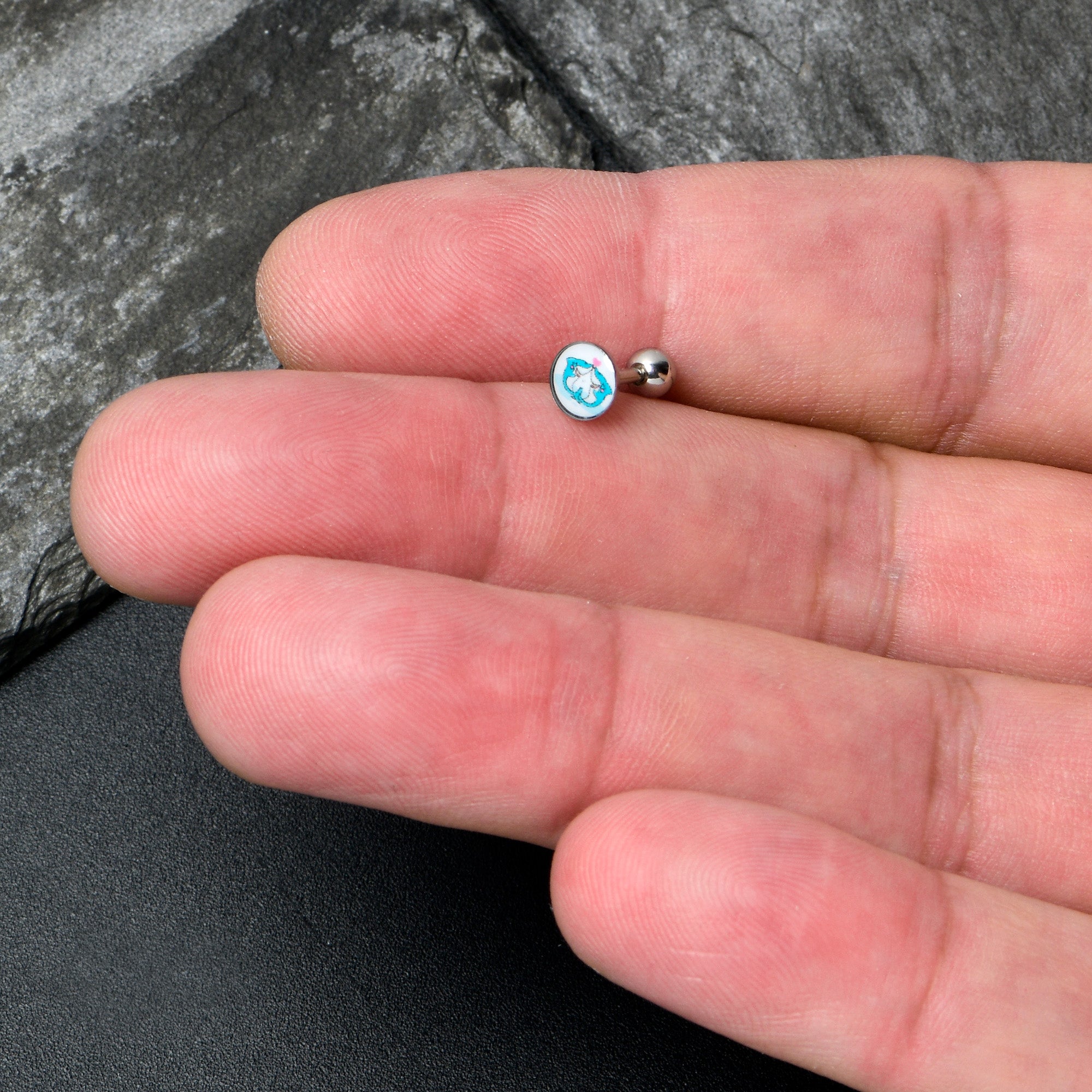 16G 1/4 Loving Blue Whales Cartilage Tragus Stud