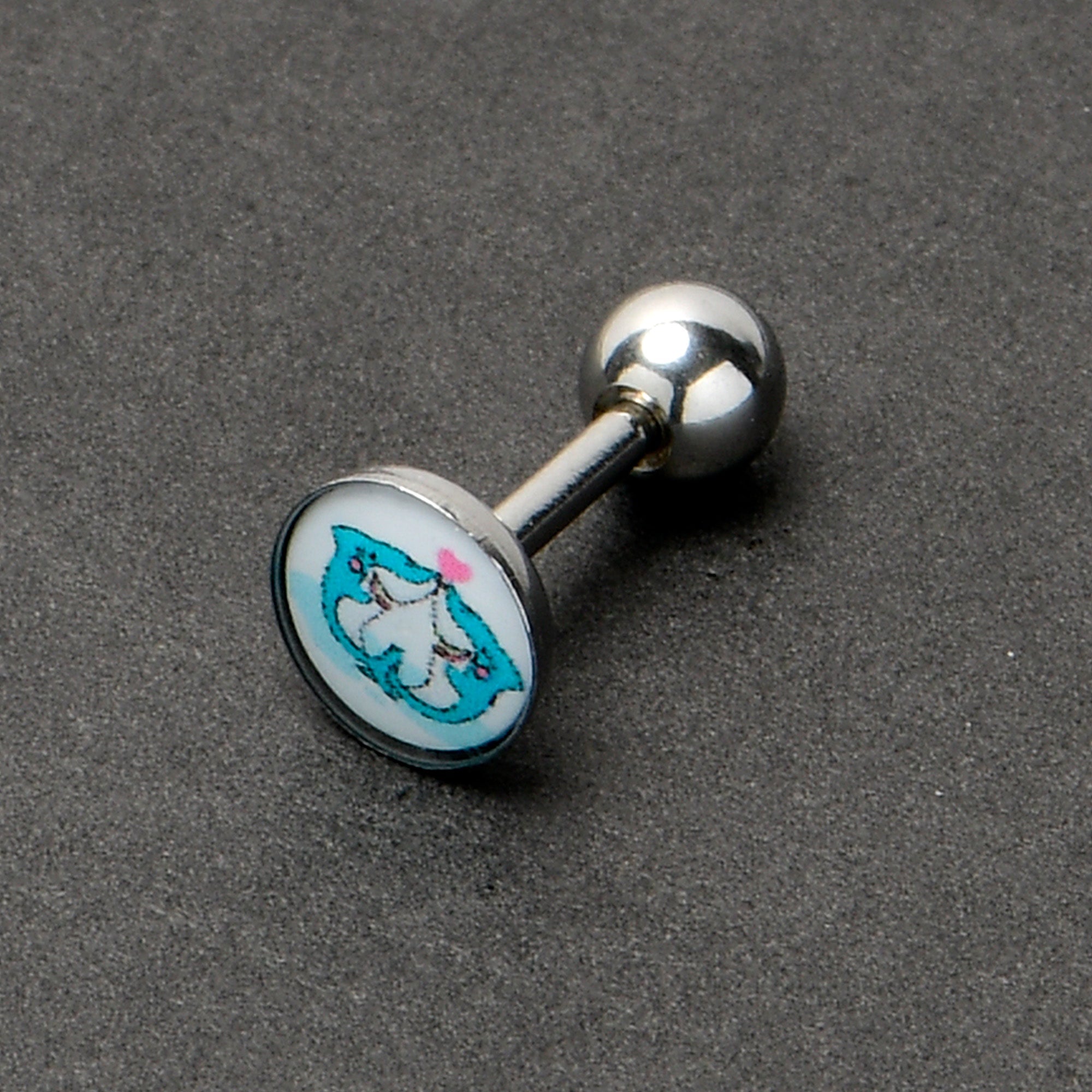 16G 1/4 Loving Blue Whales Cartilage Tragus Stud