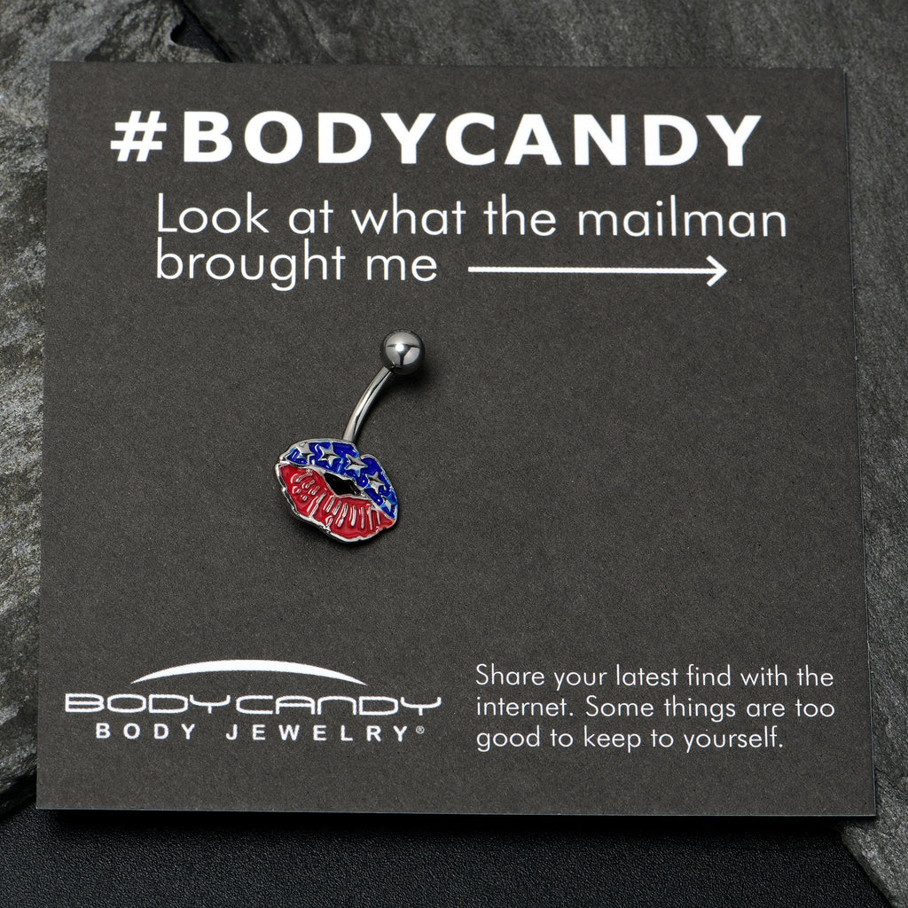 Patriotic Kissy Lips Belly Ring