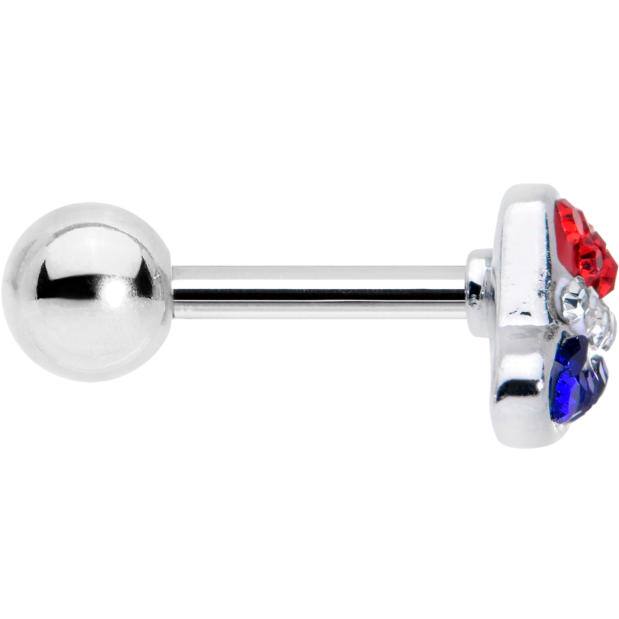 16G 1/4 Red Blue Clear Gem Patriotic Hat Cartilage Tragus Earring