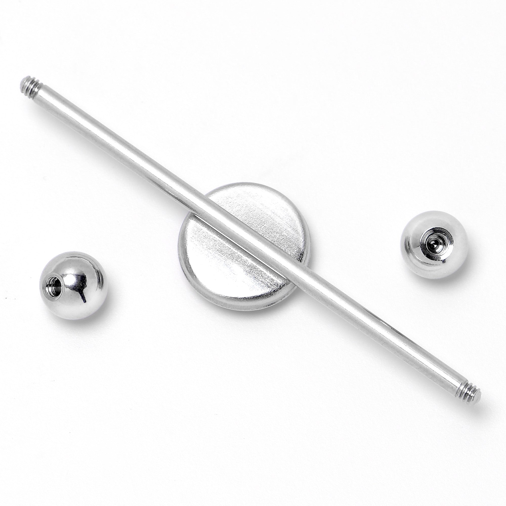 14G Inlay Patriotic Kissy Lips Industrial Barbell 38mm