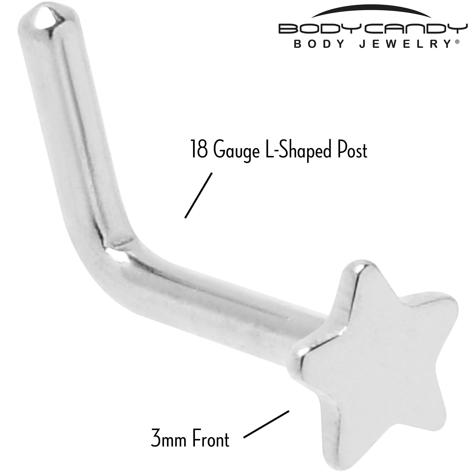 18G 1/4 ASTM F-136 Implant Grade Titanium Star End L Shape Nose Ring