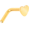 18G 1/4 Gold Tone ASTM F-136 Implant Grade Titanium Heart End L Shape Nose Ring