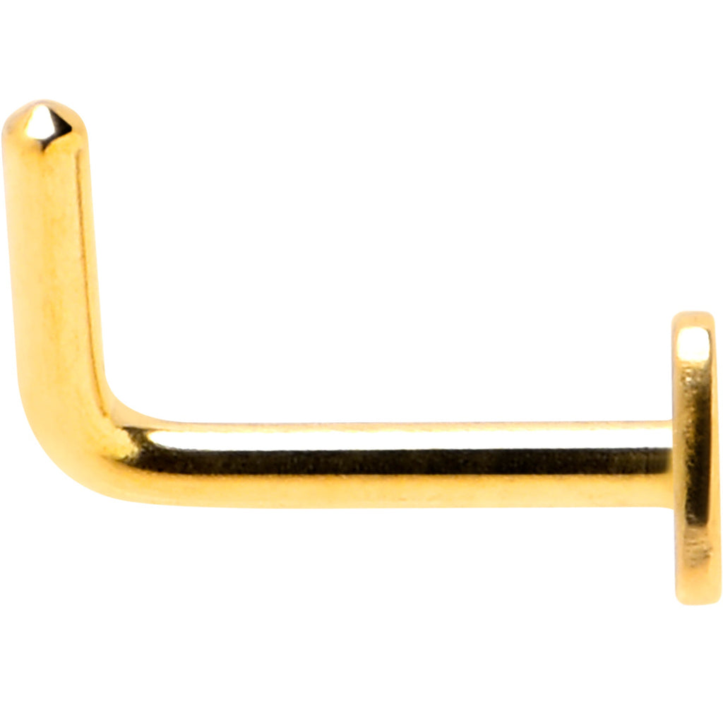 18G 1/4 Gold Tone ASTM F-136 Implant Grade Titanium Heart End L Shape Nose Ring