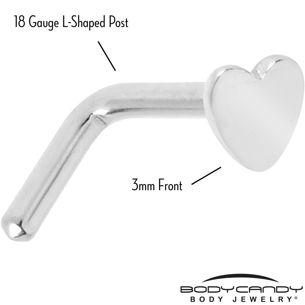18G 1/4 ASTM F-136 Implant Grade Titanium Heart End L Shape Nose Ring